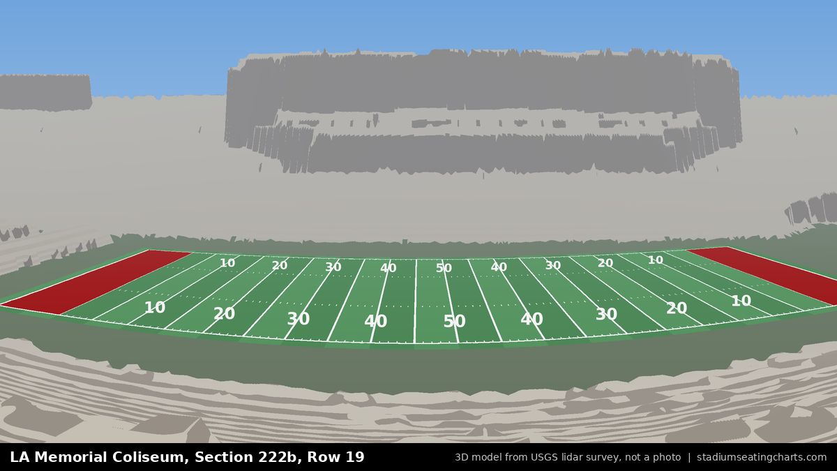 View from LA Memorial Coliseum Section 222B, Row 19, looking toward the field