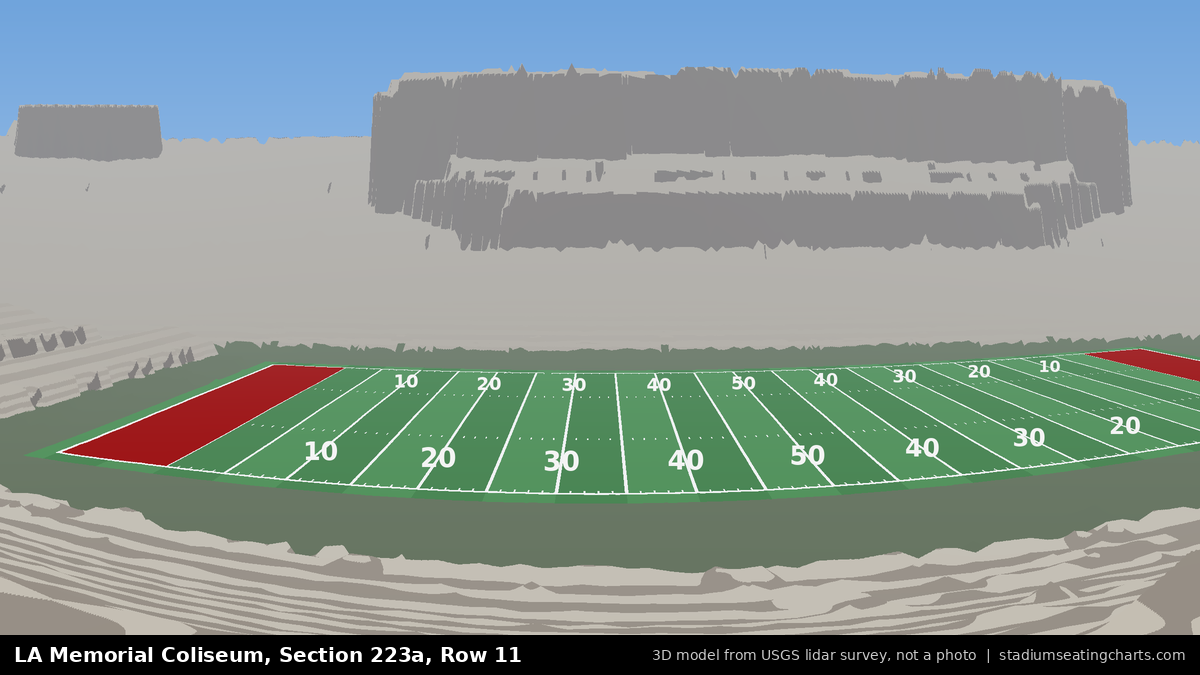 View from LA Memorial Coliseum Section 223A, Row 11, looking toward the field