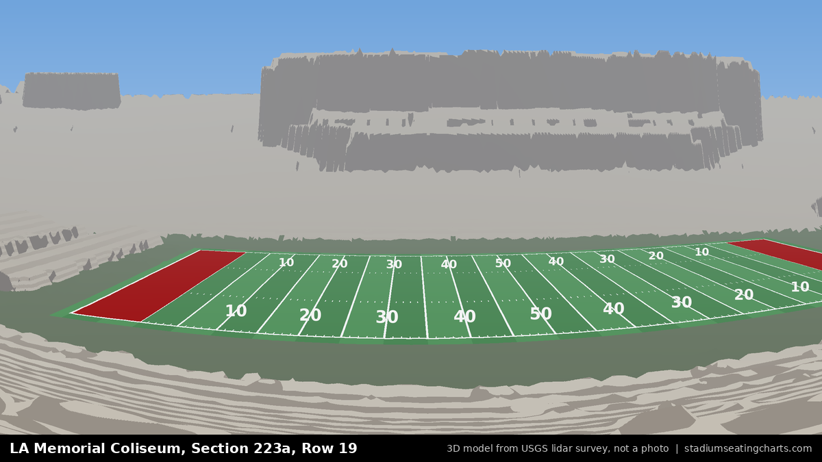 View from LA Memorial Coliseum Section 223A, Row 19, looking toward the field