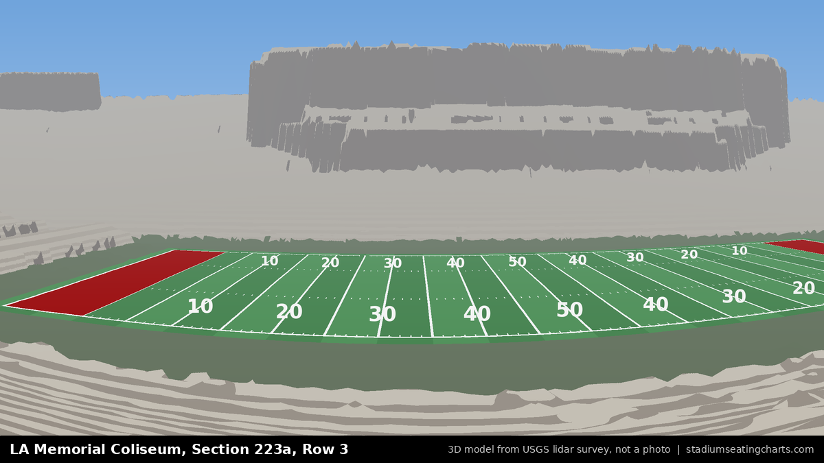 View from LA Memorial Coliseum Section 223A, Row 3, looking toward the field