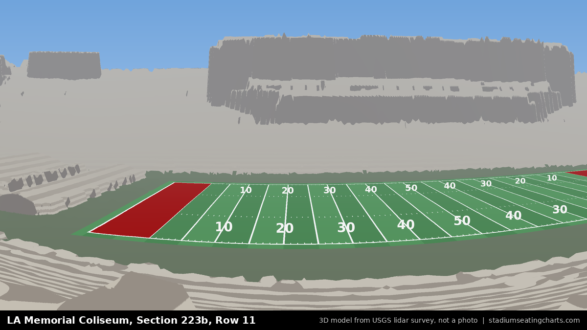 View from LA Memorial Coliseum Section 223B, Row 11, looking toward the field