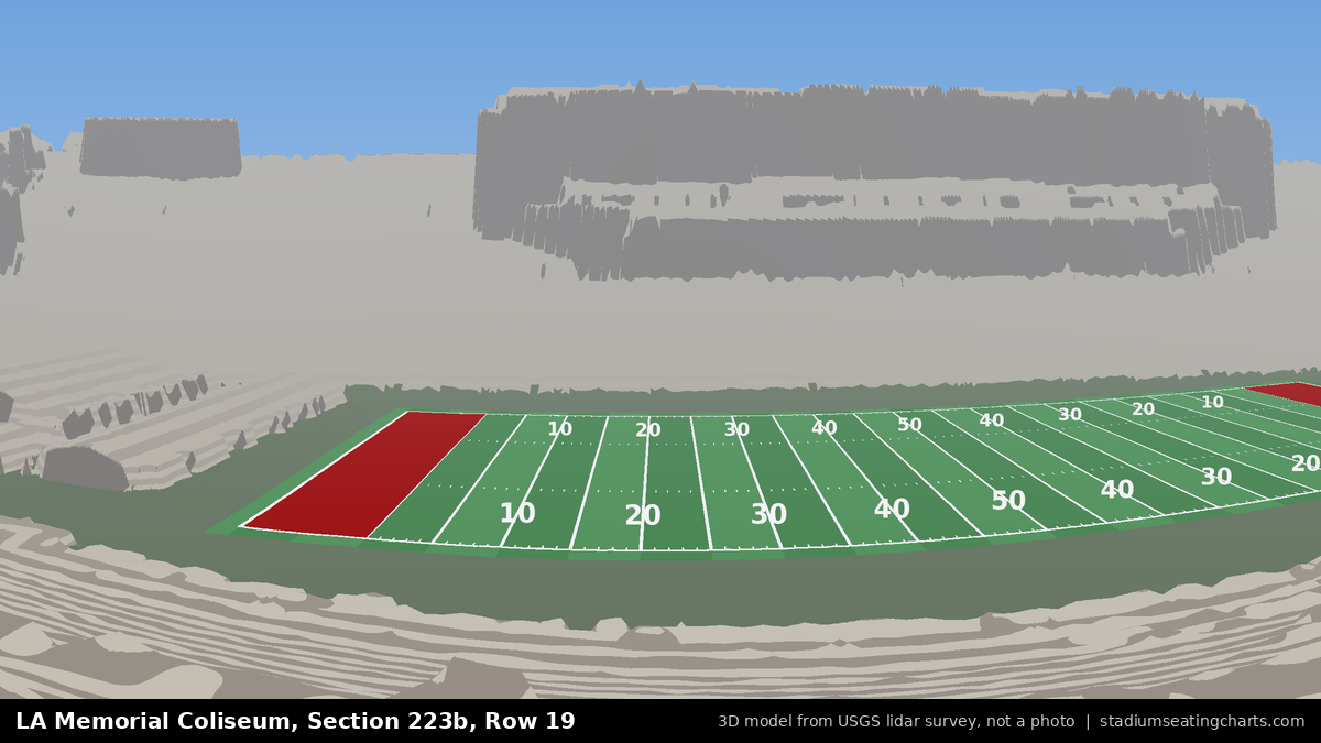 View from LA Memorial Coliseum Section 223B, Row 19, looking toward the field