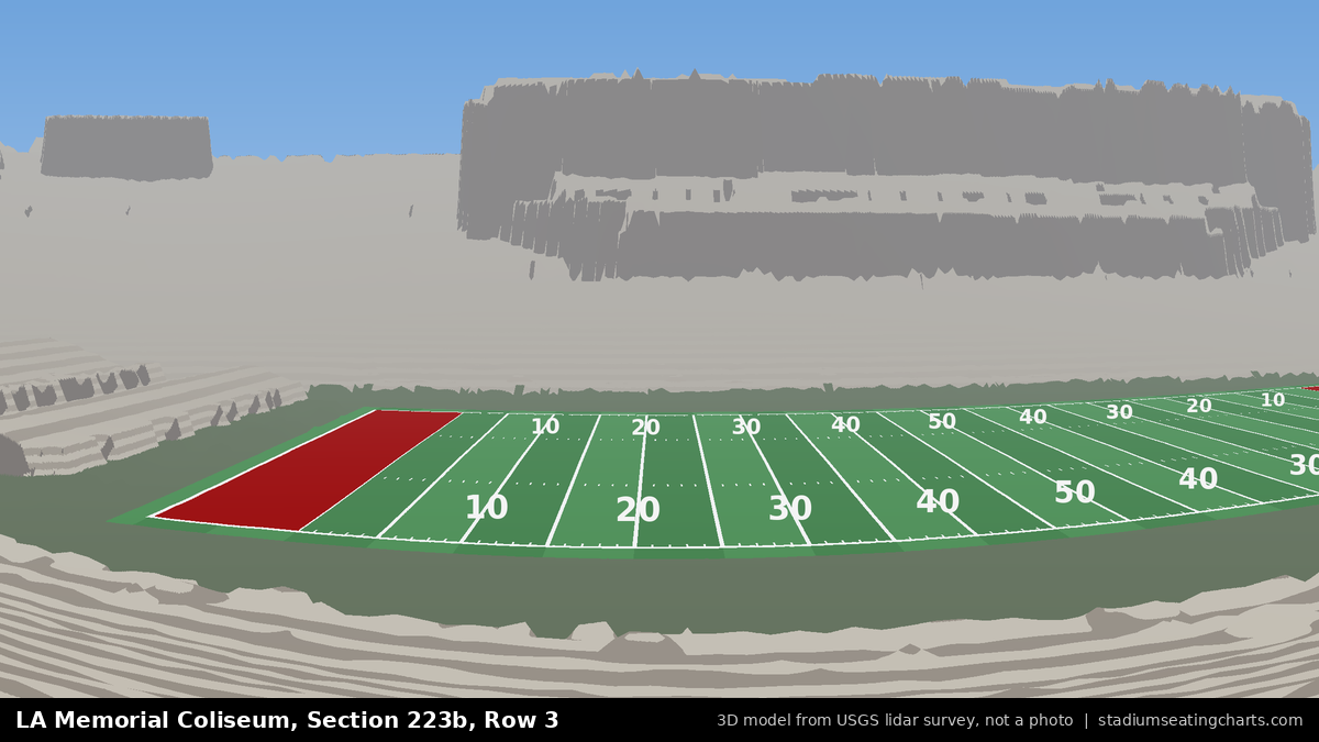 View from LA Memorial Coliseum Section 223B, Row 3, looking toward the field