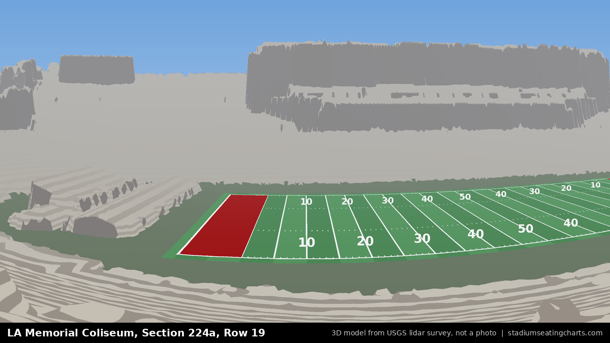 View from LA Memorial Coliseum Section 224A, Row 19, looking toward the field