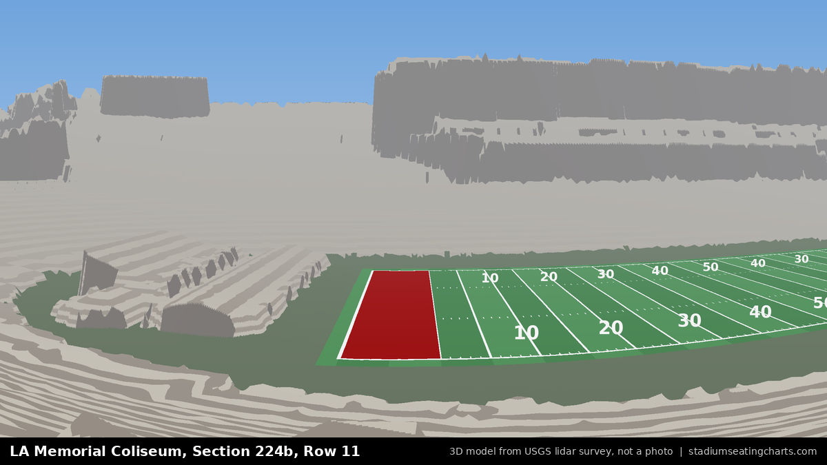 View from LA Memorial Coliseum Section 224B, Row 11, looking toward the field