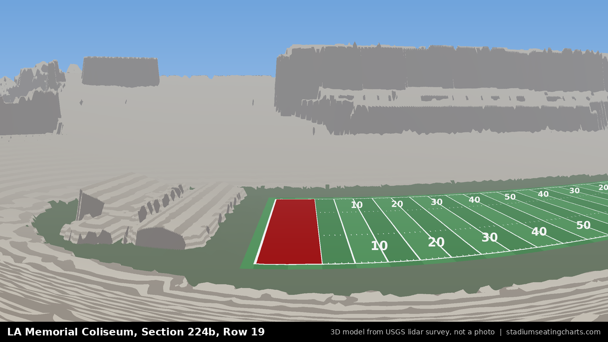 View from LA Memorial Coliseum Section 224B, Row 19, looking toward the field
