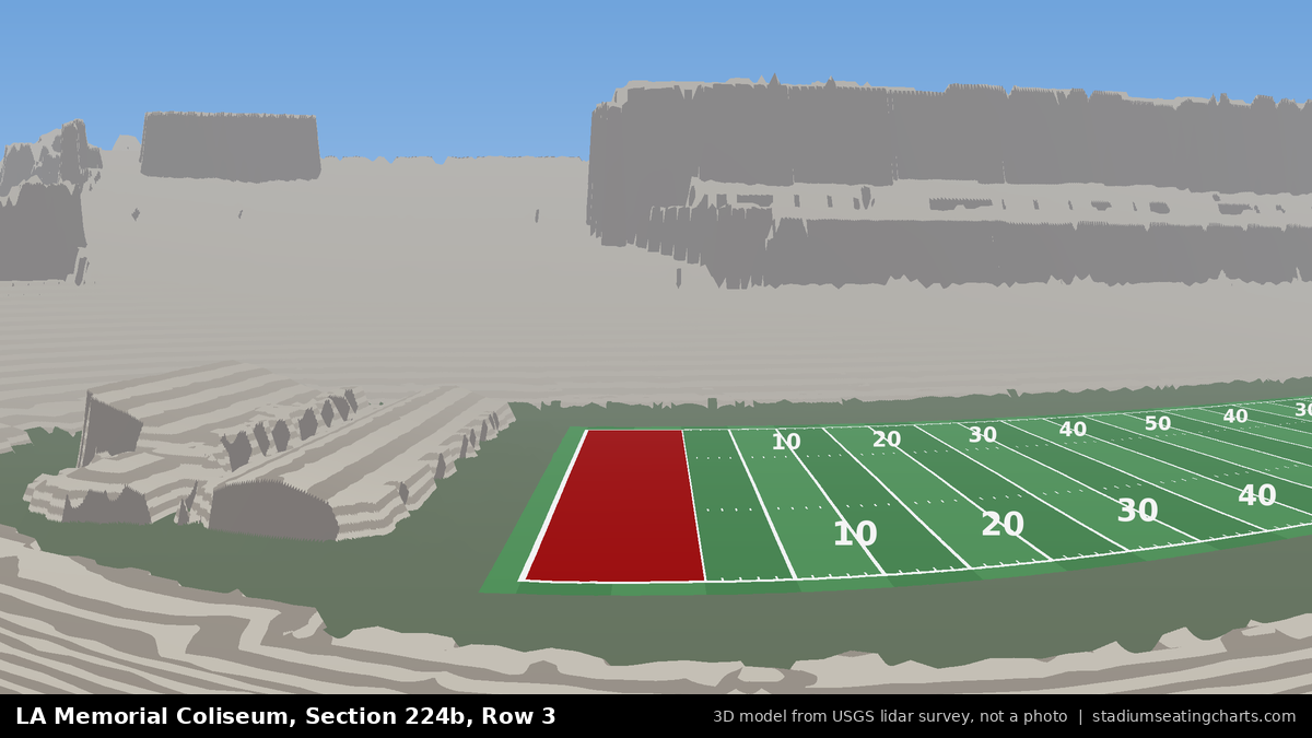 View from LA Memorial Coliseum Section 224B, Row 3, looking toward the field