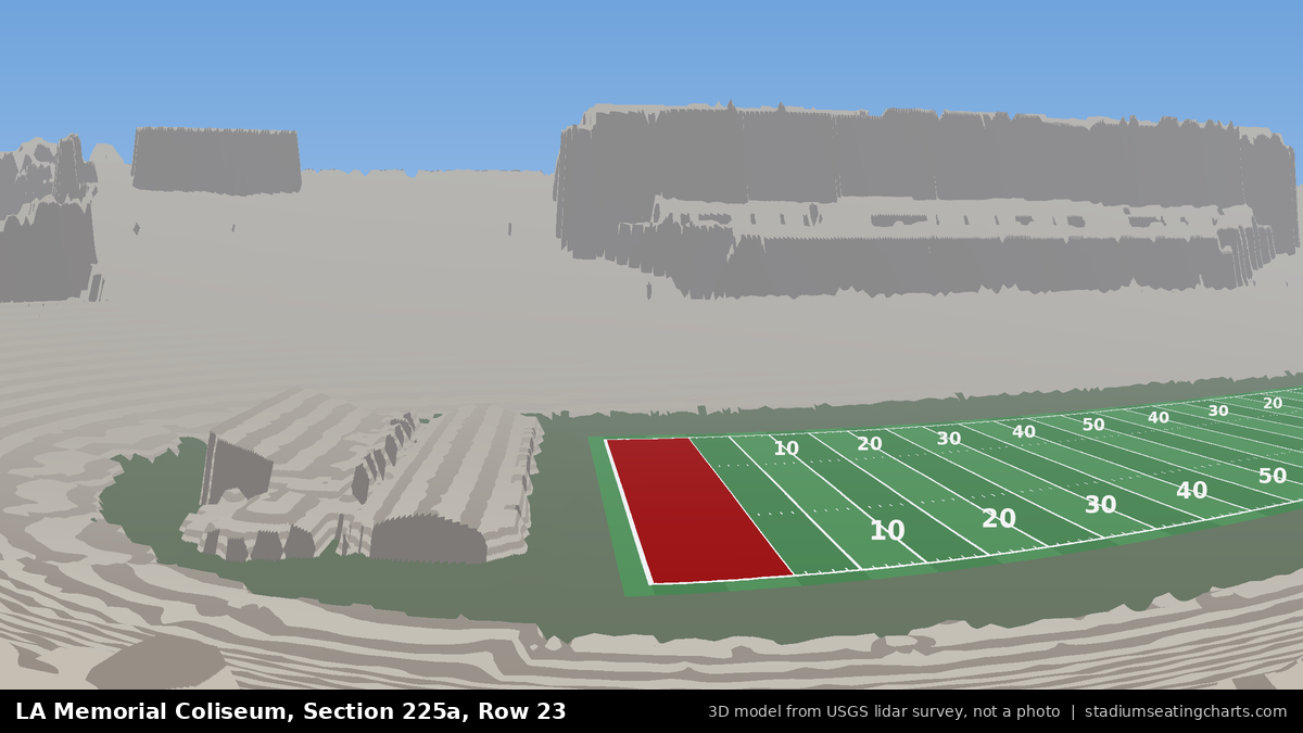 View from LA Memorial Coliseum Section 225A, Row 23, looking toward the field