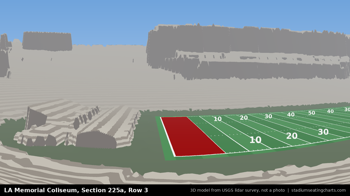 View from LA Memorial Coliseum Section 225A, Row 3, looking toward the field