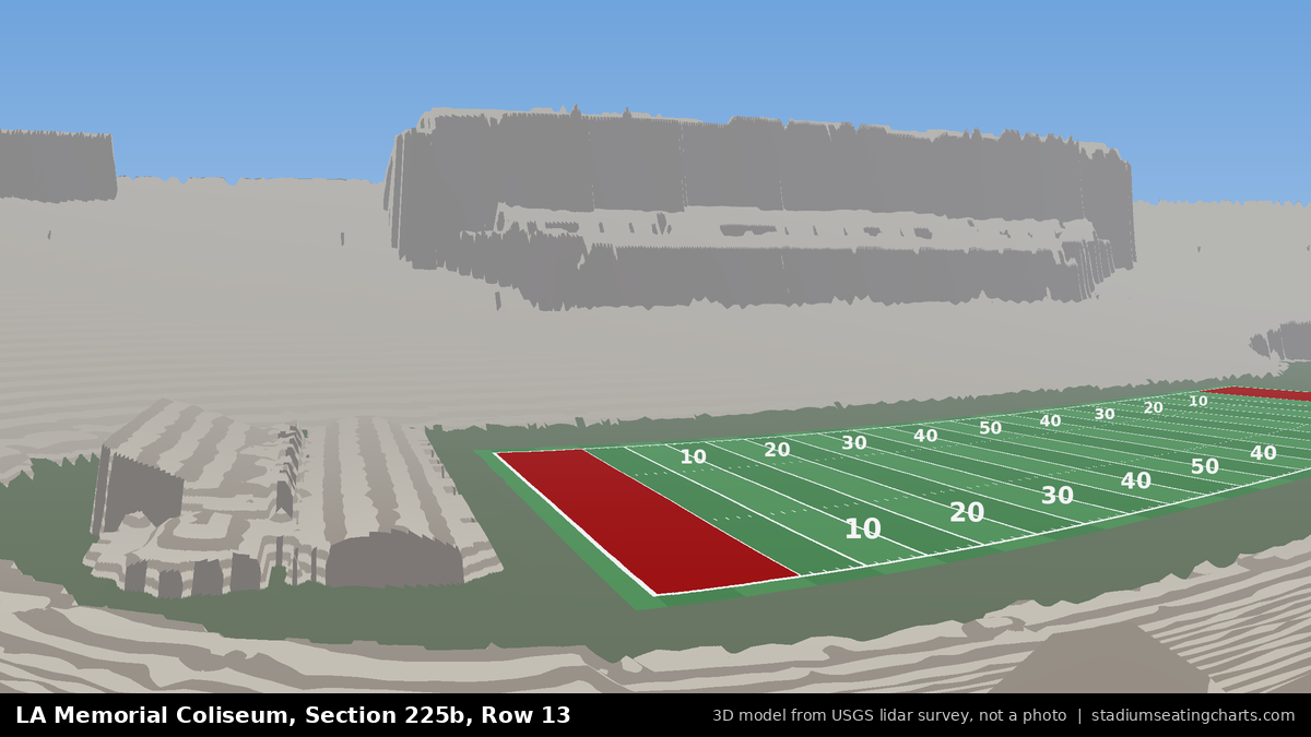 View from LA Memorial Coliseum Section 225B, Row 13, looking toward the field