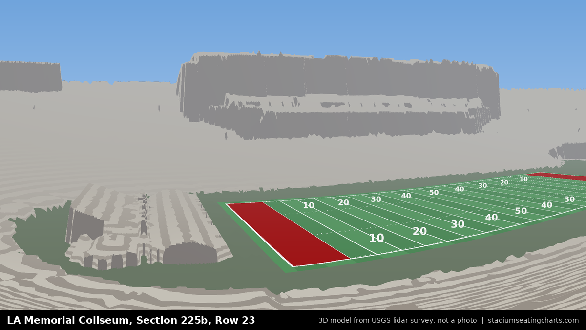 View from LA Memorial Coliseum Section 225B, Row 23, looking toward the field