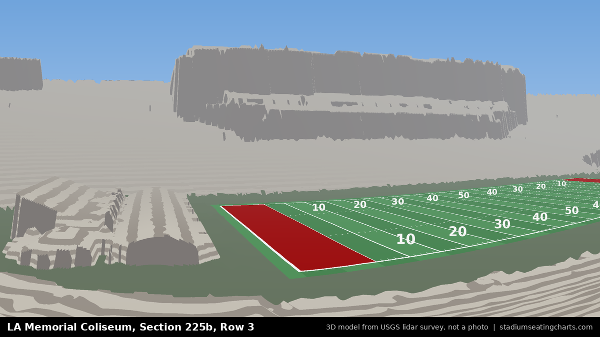 View from LA Memorial Coliseum Section 225B, Row 3, looking toward the field