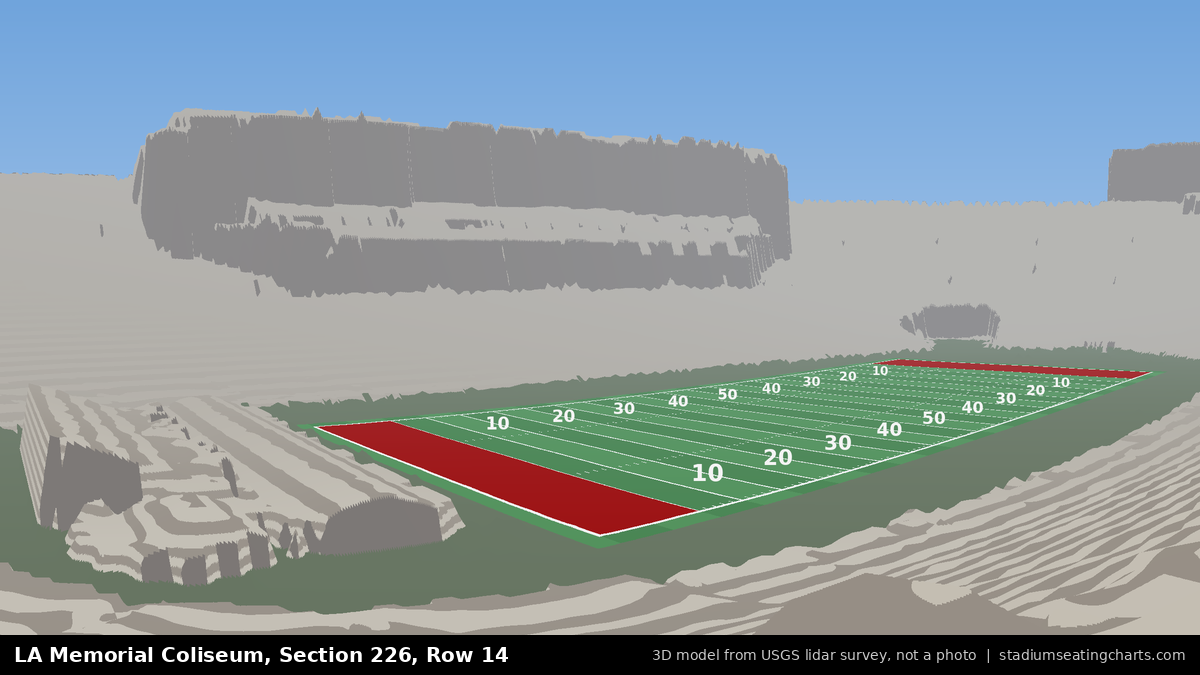 View from LA Memorial Coliseum Section 226, Row 14, looking toward the field