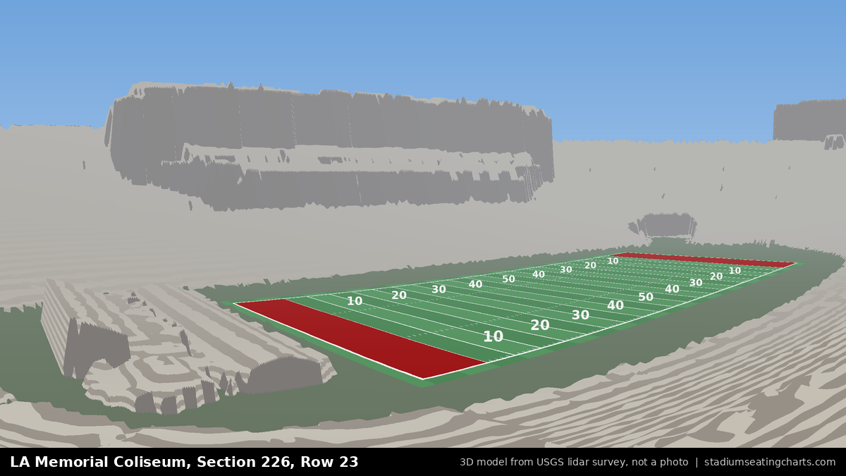 View from LA Memorial Coliseum Section 226, Row 23, looking toward the field