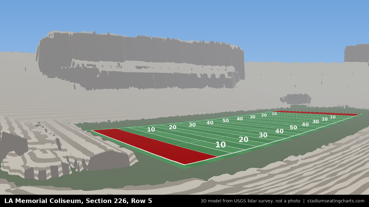 View from LA Memorial Coliseum Section 226, Row 5, looking toward the field