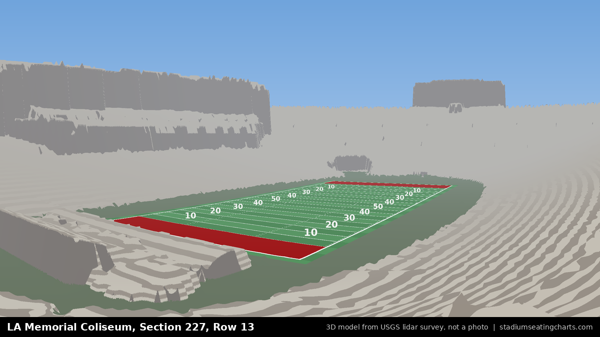 View from LA Memorial Coliseum Section 227, Row 13, looking toward the field