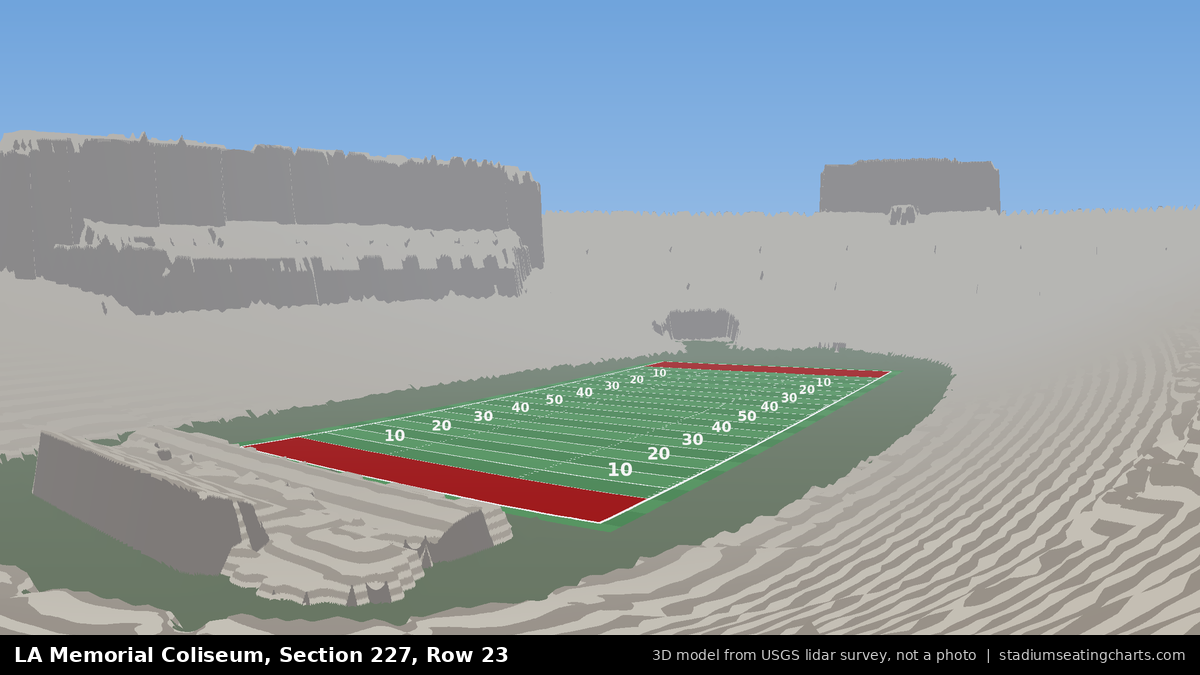 View from LA Memorial Coliseum Section 227, Row 23, looking toward the field