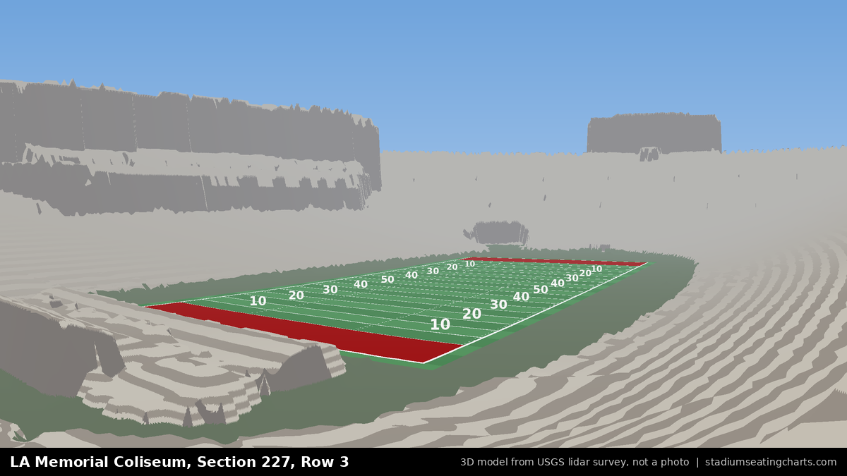 View from LA Memorial Coliseum Section 227, Row 3, looking toward the field