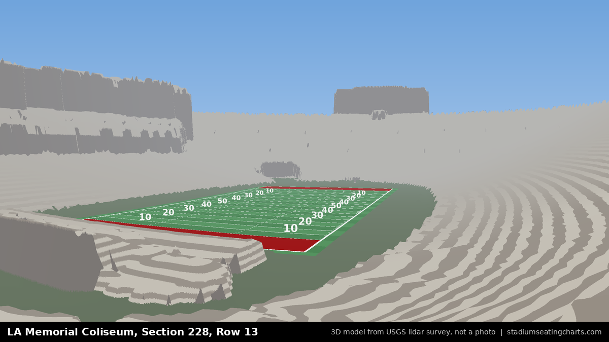 View from LA Memorial Coliseum Section 228, Row 13, looking toward the field