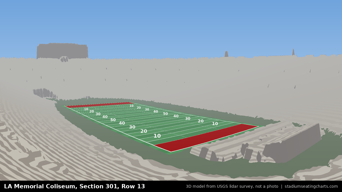 View from LA Memorial Coliseum Section 301, Row 13, looking toward the field