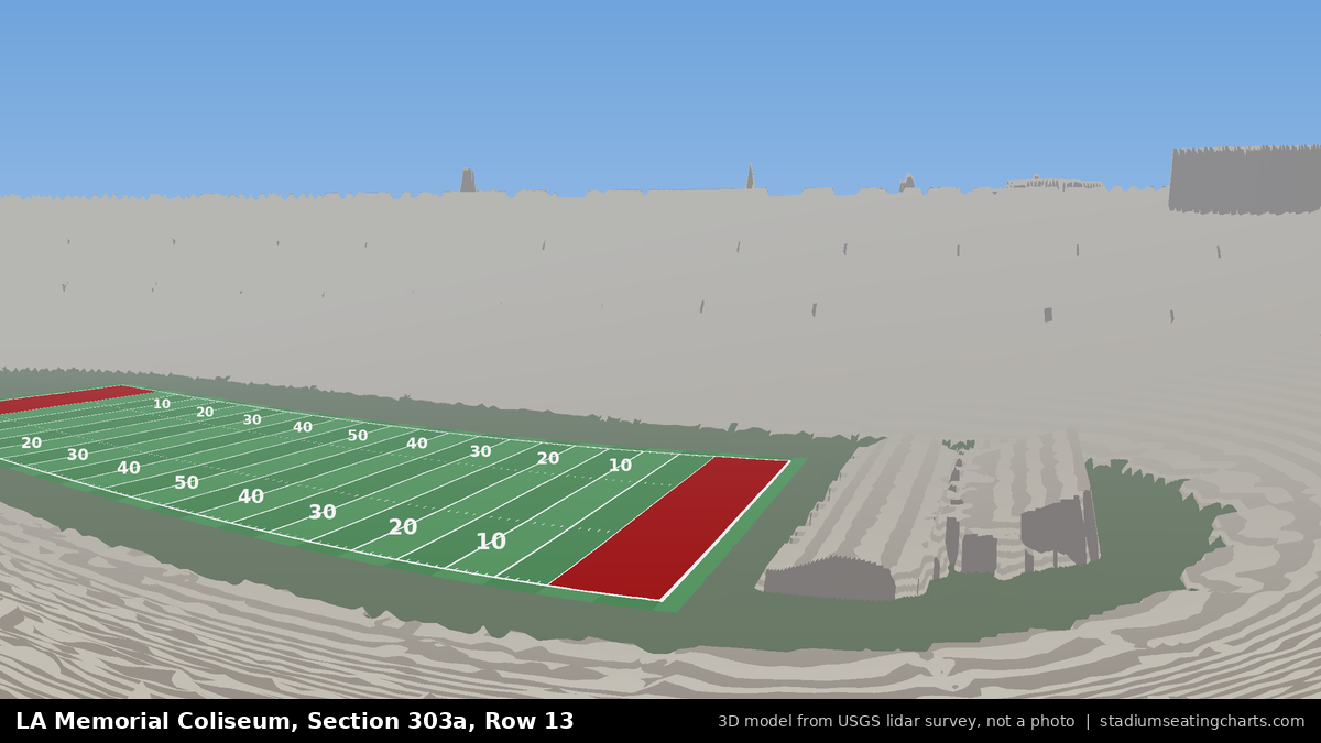 View from LA Memorial Coliseum Section 303A, Row 13, looking toward the field