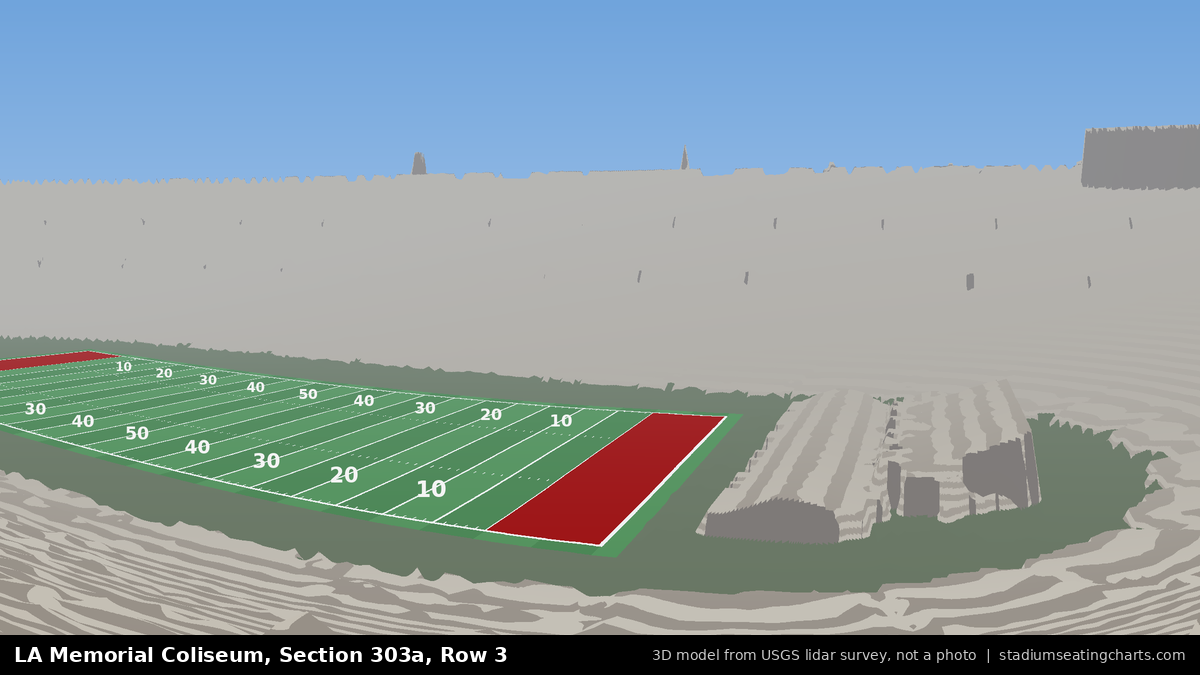 View from LA Memorial Coliseum Section 303A, Row 3, looking toward the field
