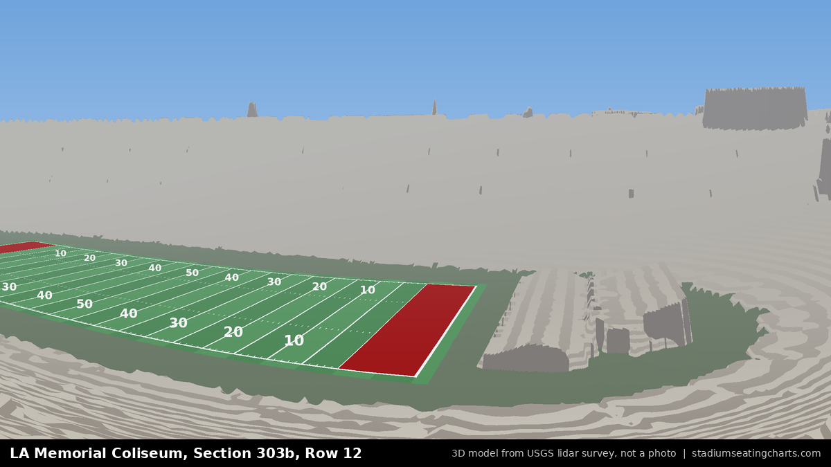 View from LA Memorial Coliseum Section 303B, Row 12, looking toward the field