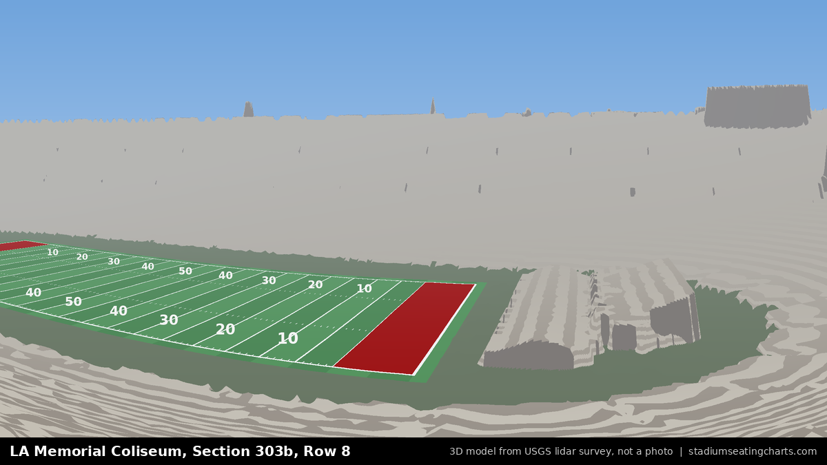 View from LA Memorial Coliseum Section 303B, Row 8, looking toward the field