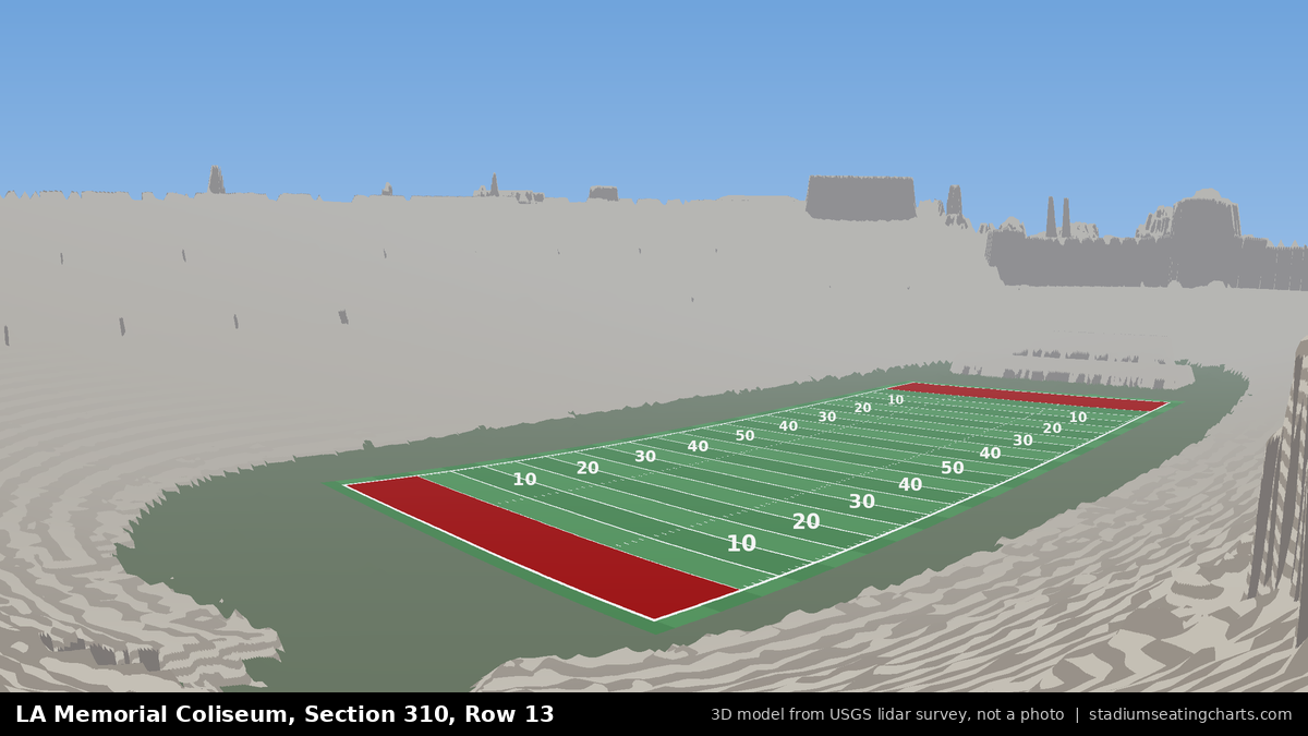 View from LA Memorial Coliseum Section 310, Row 13, looking toward the field