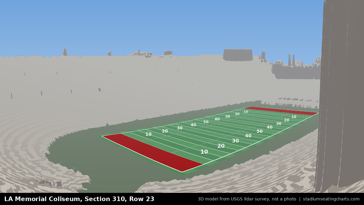 View from LA Memorial Coliseum Section 310, Row 23, looking toward the field
