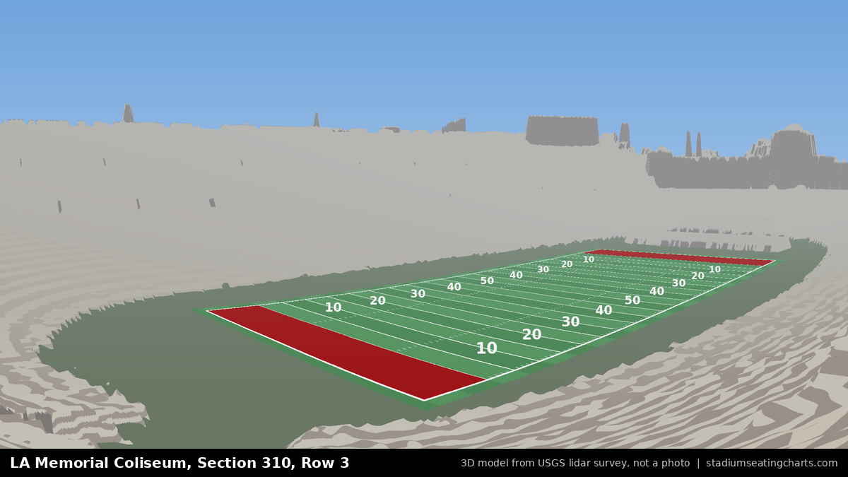 View from LA Memorial Coliseum Section 310, Row 3, looking toward the field