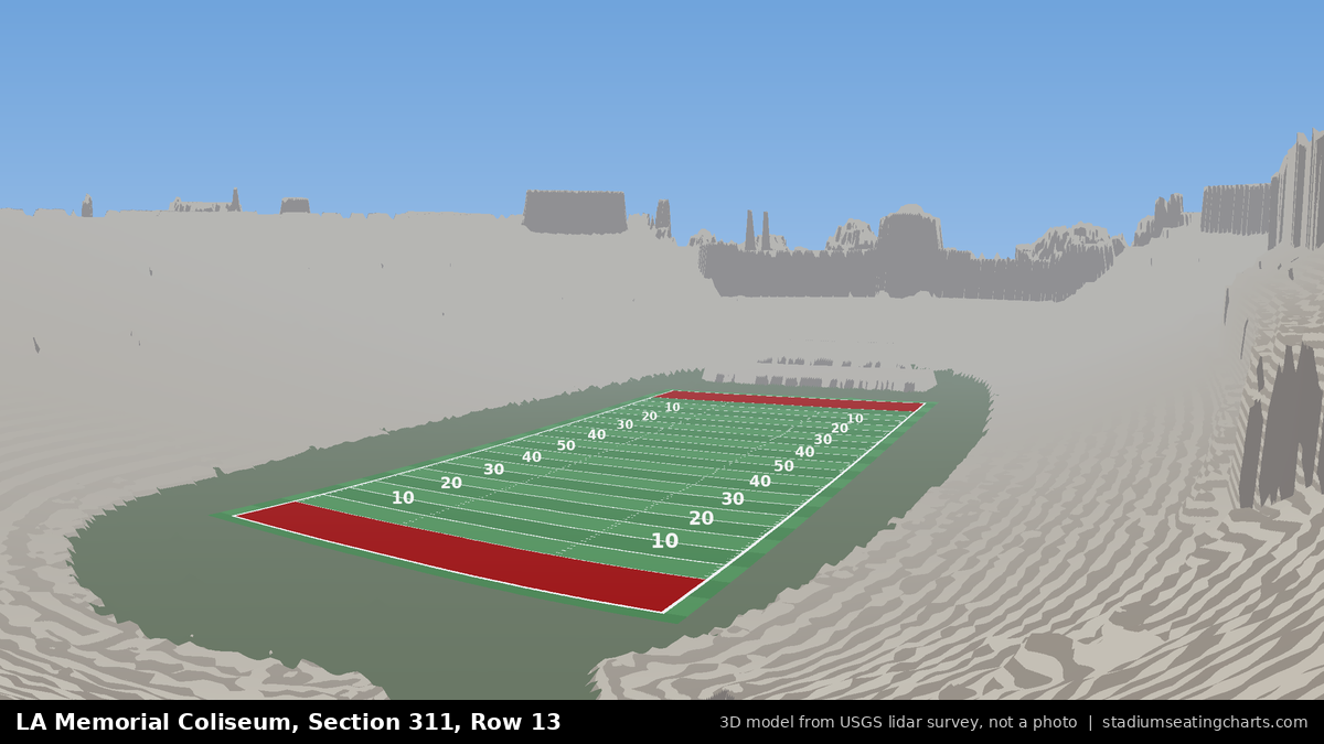 View from LA Memorial Coliseum Section 311, Row 13, looking toward the field