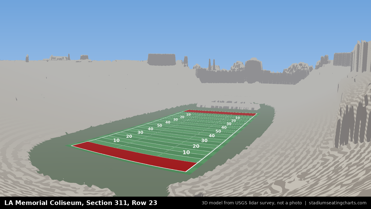View from LA Memorial Coliseum Section 311, Row 23, looking toward the field