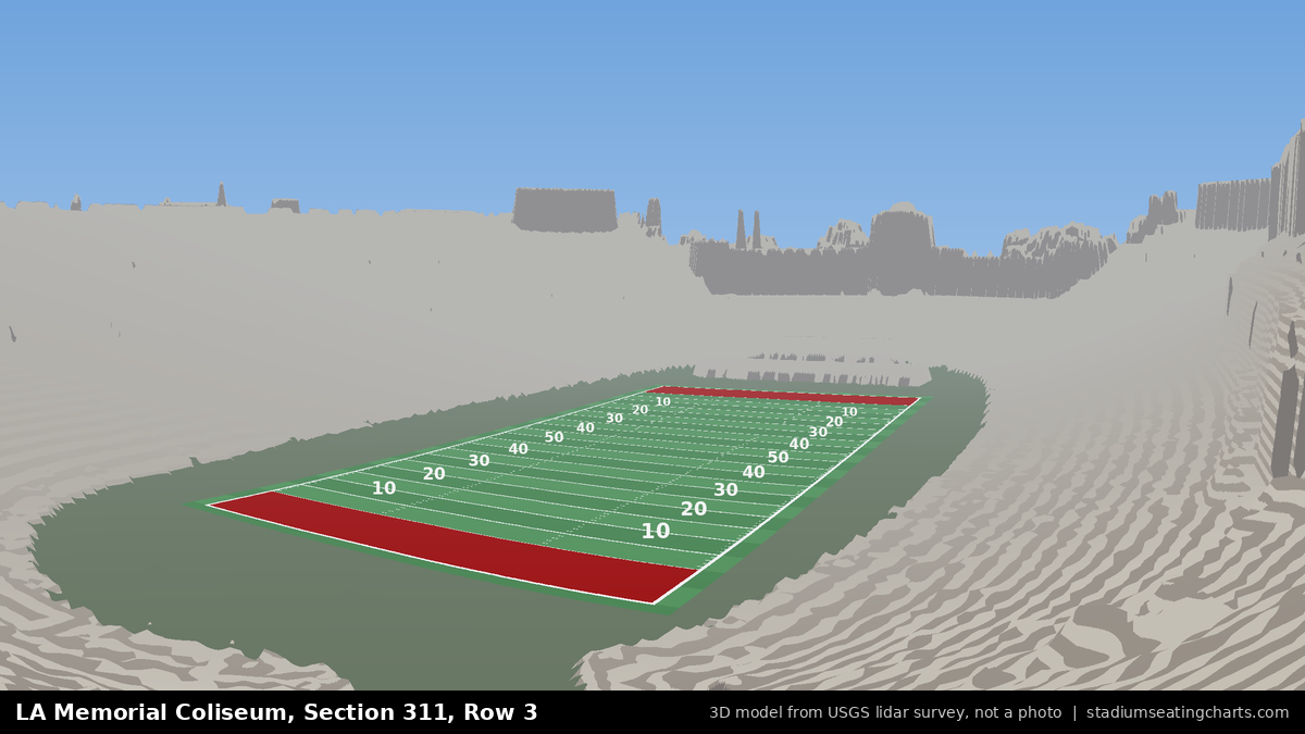 View from LA Memorial Coliseum Section 311, Row 3, looking toward the field