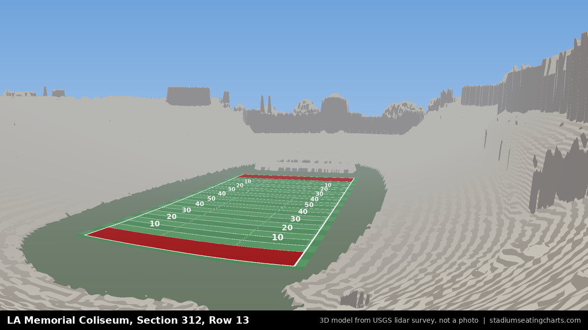 View from LA Memorial Coliseum Section 312, Row 13, looking toward the field