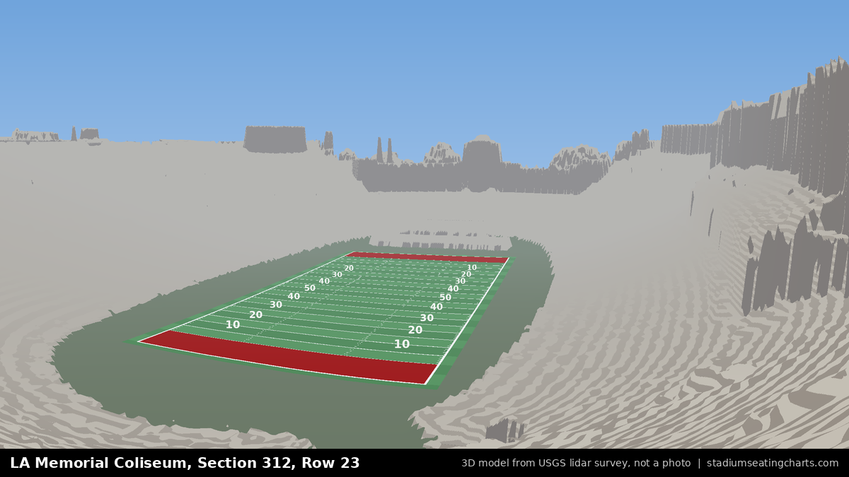 View from LA Memorial Coliseum Section 312, Row 23, looking toward the field