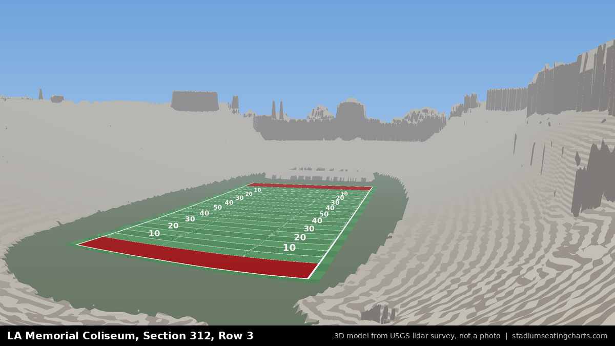View from LA Memorial Coliseum Section 312, Row 3, looking toward the field