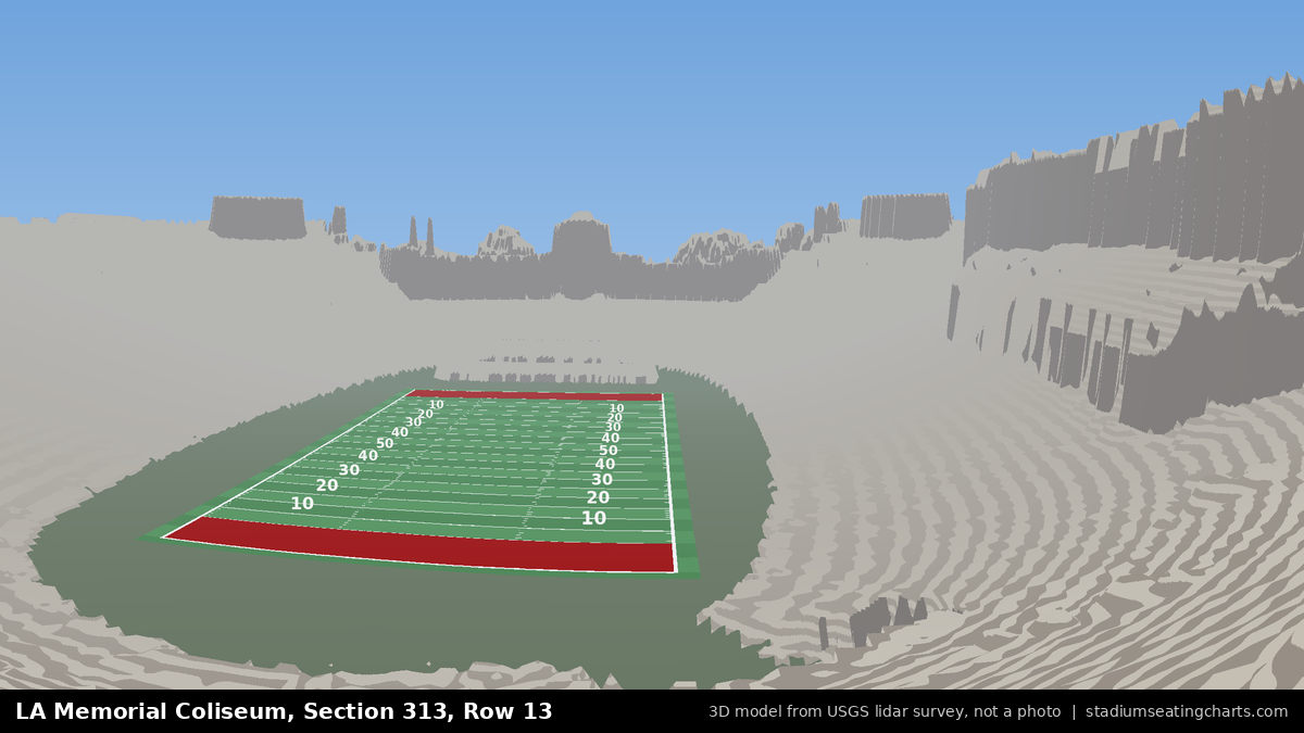 View from LA Memorial Coliseum Section 313, Row 13, looking toward the field