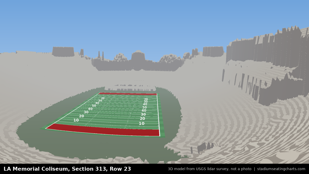 View from LA Memorial Coliseum Section 313, Row 23, looking toward the field