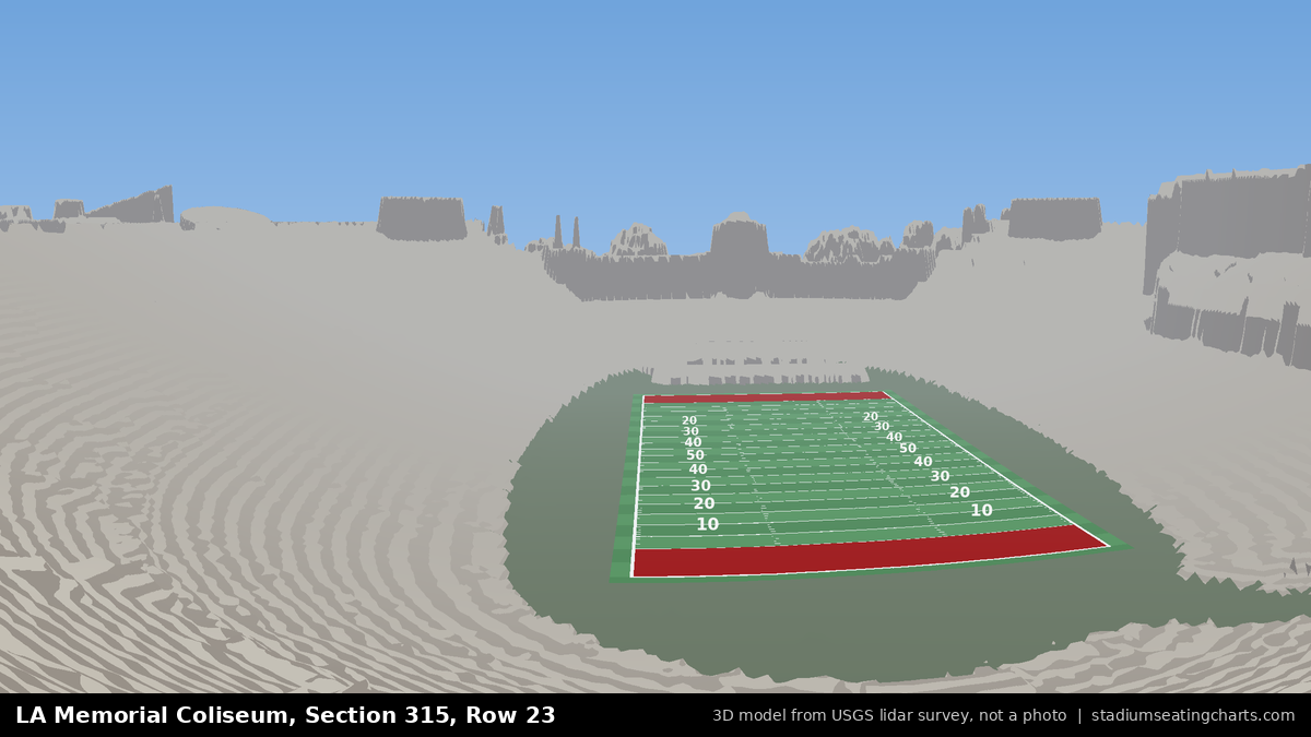 View from LA Memorial Coliseum Section 315, Row 23, looking toward the field