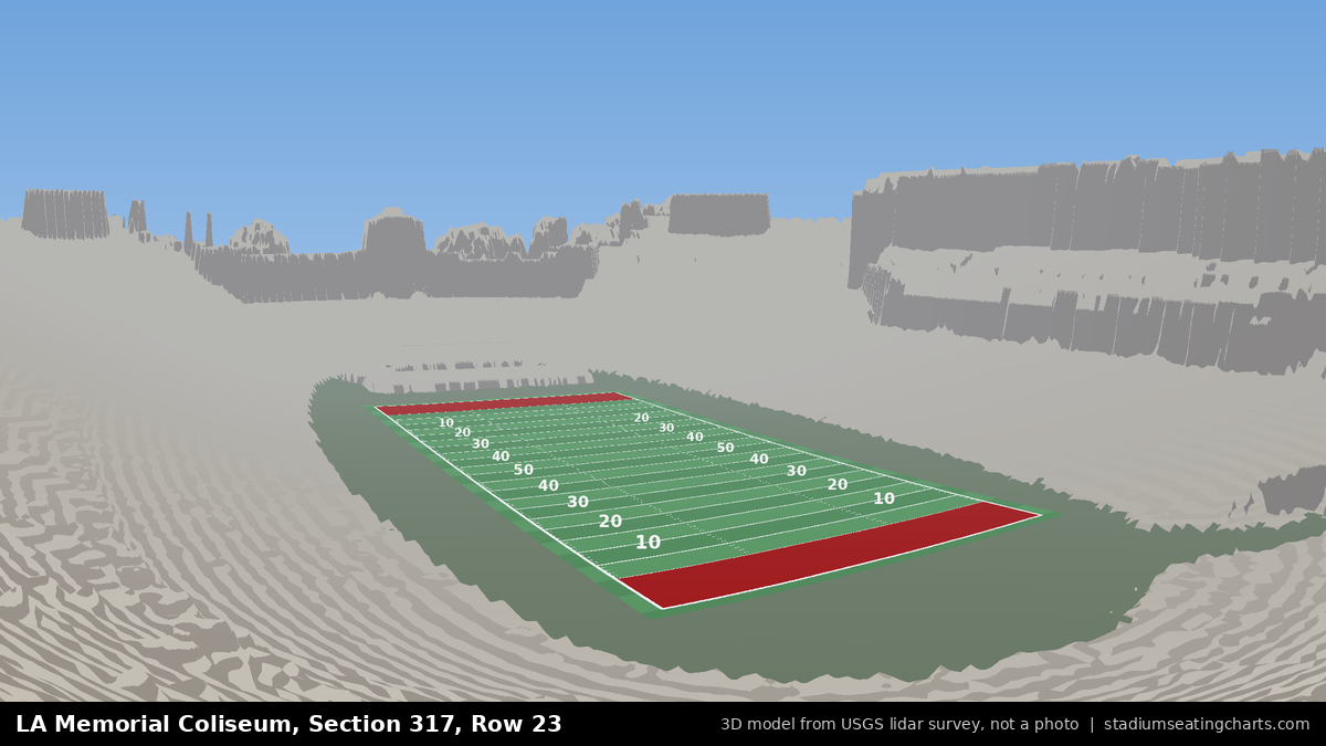 View from LA Memorial Coliseum Section 317, Row 23, looking toward the field