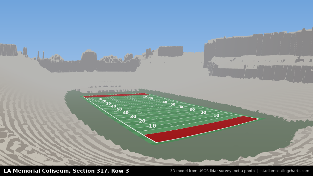 View from LA Memorial Coliseum Section 317, Row 3, looking toward the field