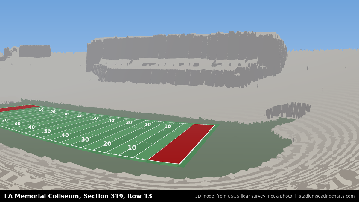 View from LA Memorial Coliseum Section 319, Row 13, looking toward the field