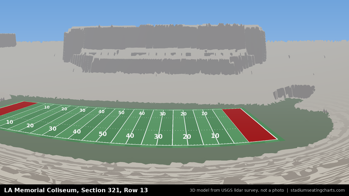 View from LA Memorial Coliseum Section 321, Row 13, looking toward the field