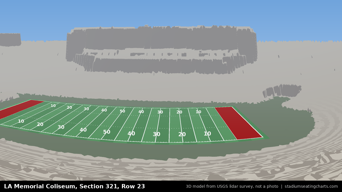 View from LA Memorial Coliseum Section 321, Row 23, looking toward the field