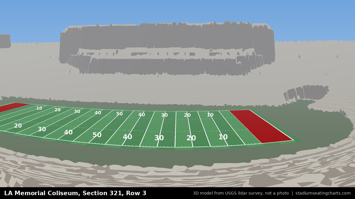 View from LA Memorial Coliseum Section 321, Row 3, looking toward the field