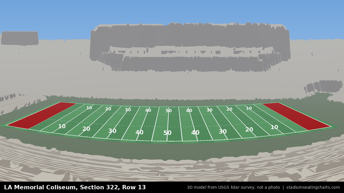 View from LA Memorial Coliseum Section 322, Row 13, looking toward the field