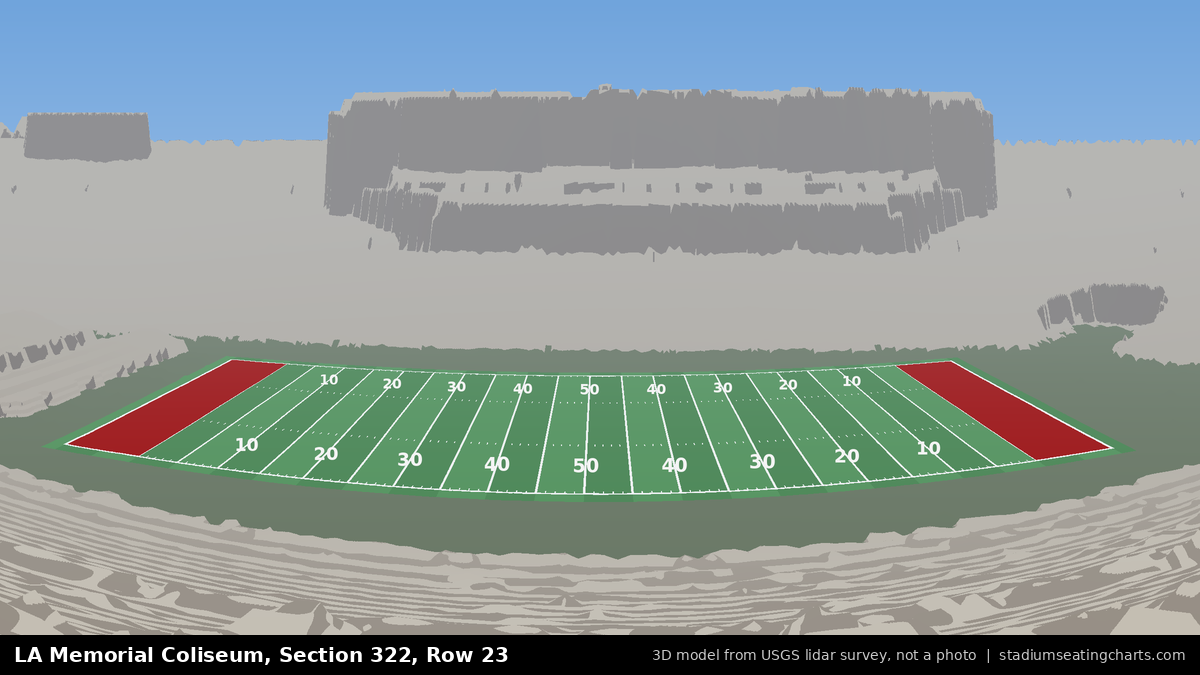 View from LA Memorial Coliseum Section 322, Row 23, looking toward the field