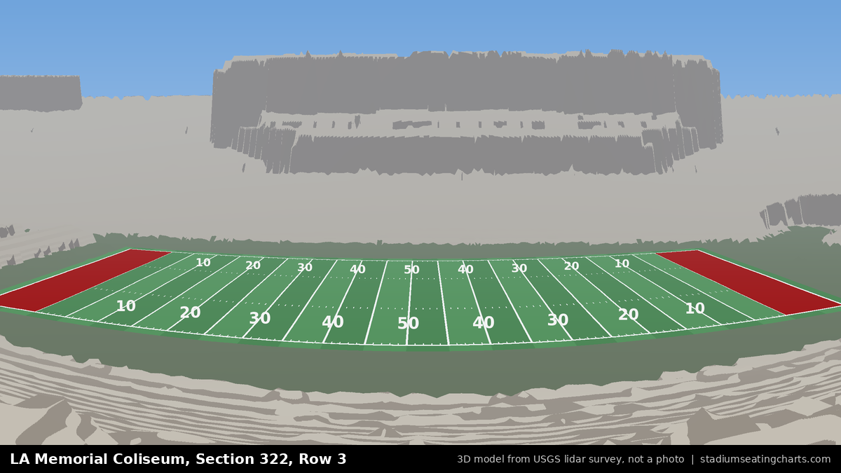 View from LA Memorial Coliseum Section 322, Row 3, looking toward the field