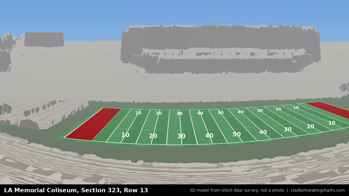 View from LA Memorial Coliseum Section 323, Row 13, looking toward the field